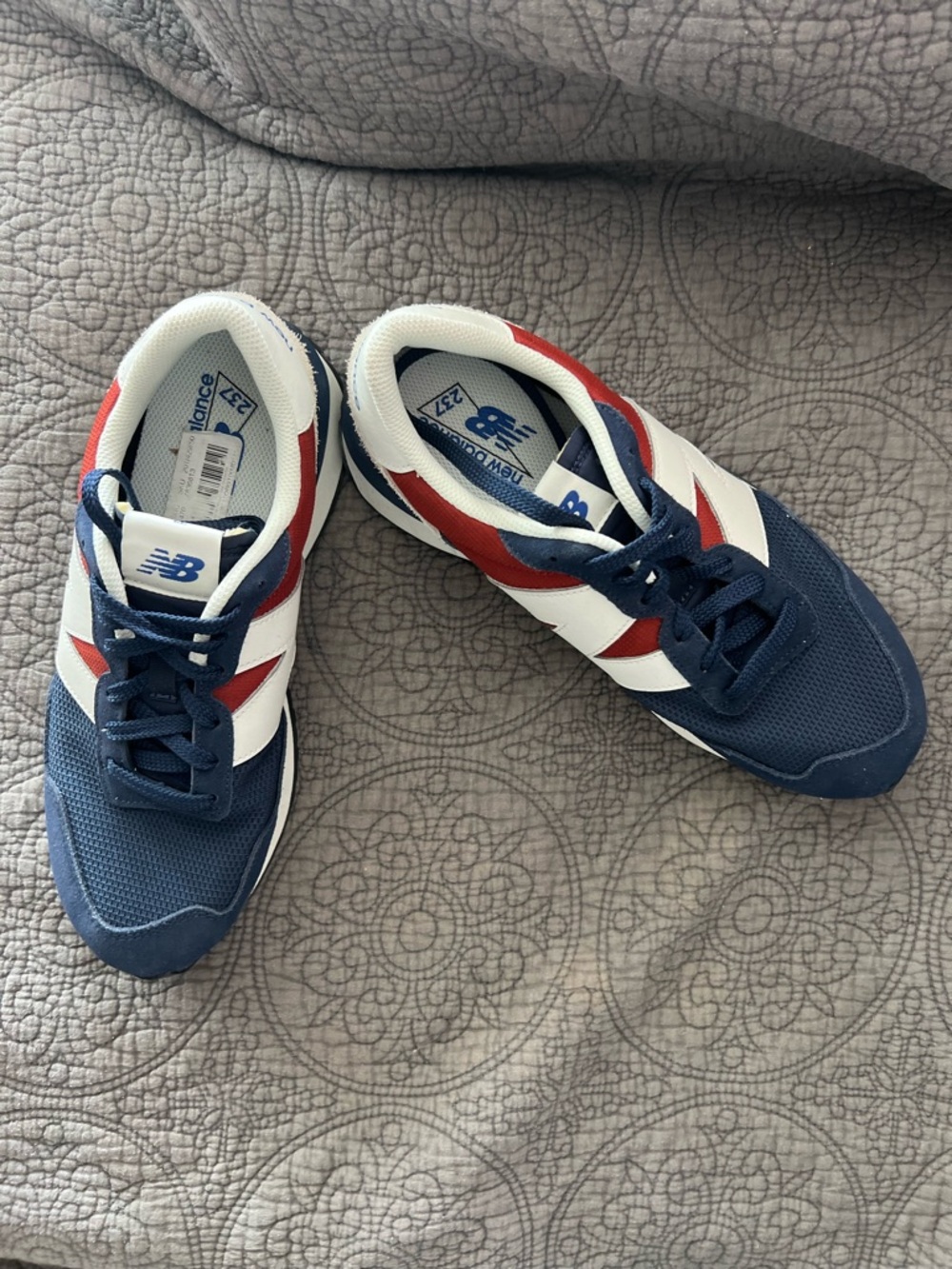 New Balance Blue, White & Red Athletic Sneakers